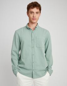 Chemise texturée unie droite