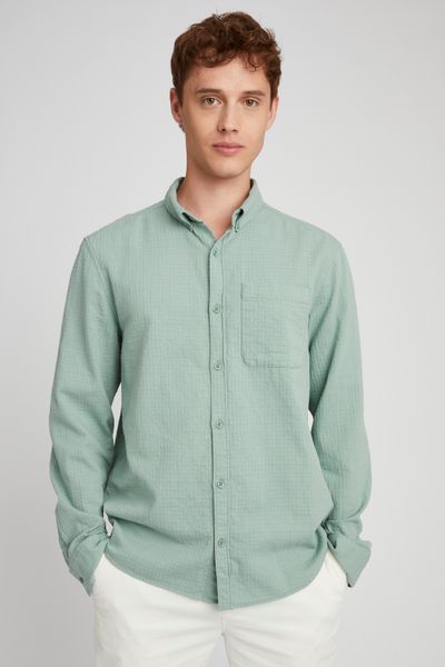 Chemise texturée unie droite