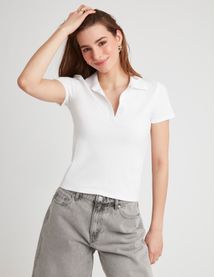 Polo col V boutonné