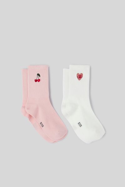 Lot de 2 paires de chaussettes brod&eacute;es