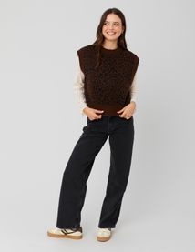 Pull sans manches léopard