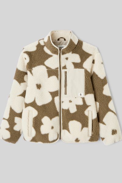 Veste sherpa zipp&eacute;e fleurs