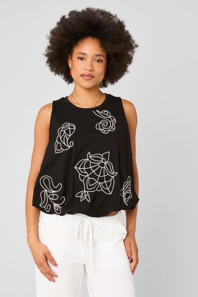 Top boule avec broderies