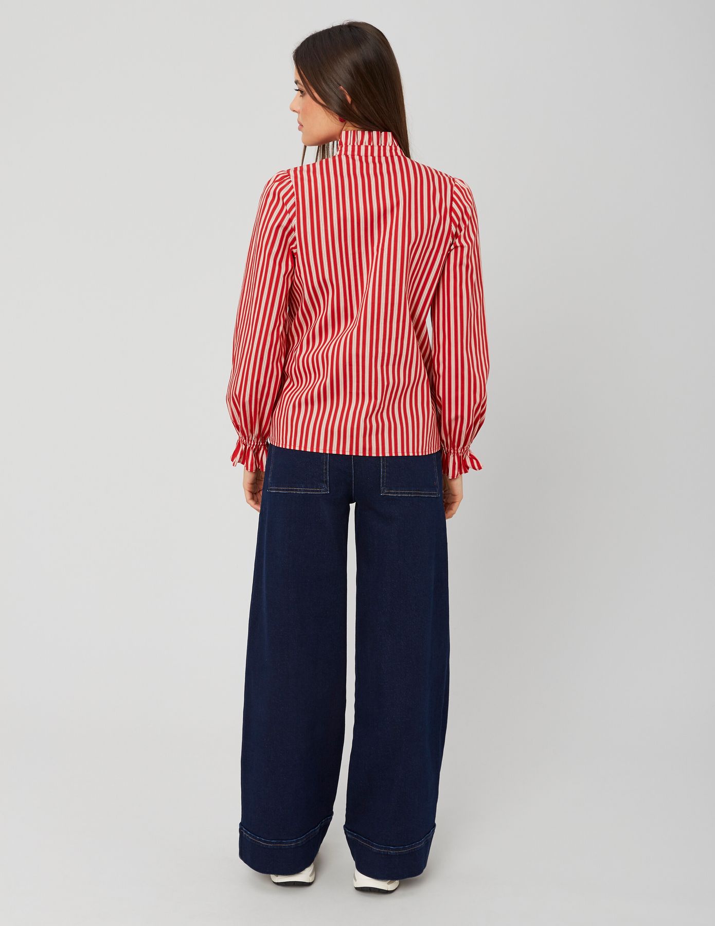 Chemise col montant rayée