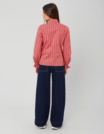 Chemise col montant rayée