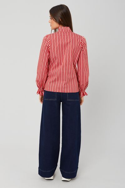 Chemise col montant rayée