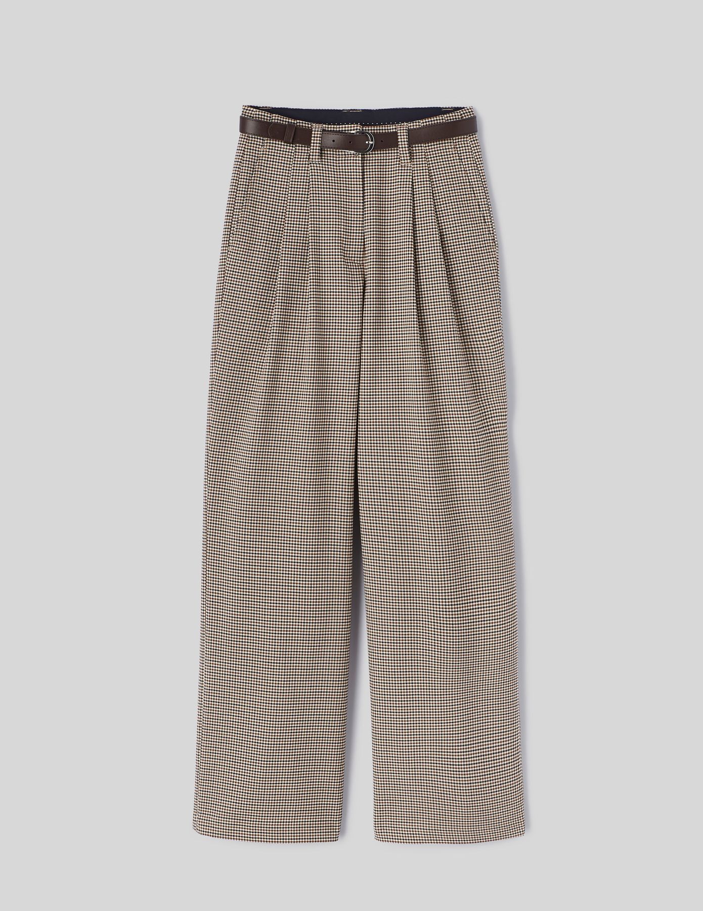 Pantalon tailleur à carreaux en polyester recyclé