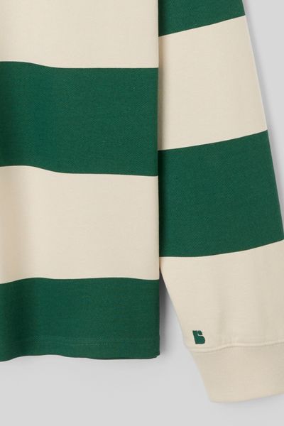 Sweat col polo &agrave; rayures