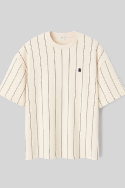 T-shirt broderie poitrine rayé
