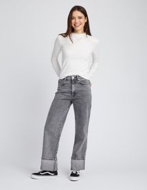 Jean wide leg à revers