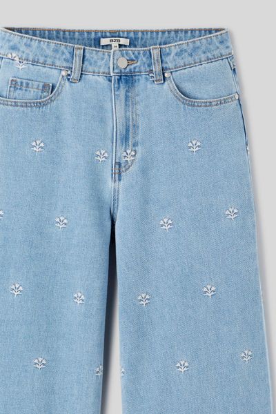 Jean wide leg brodé
