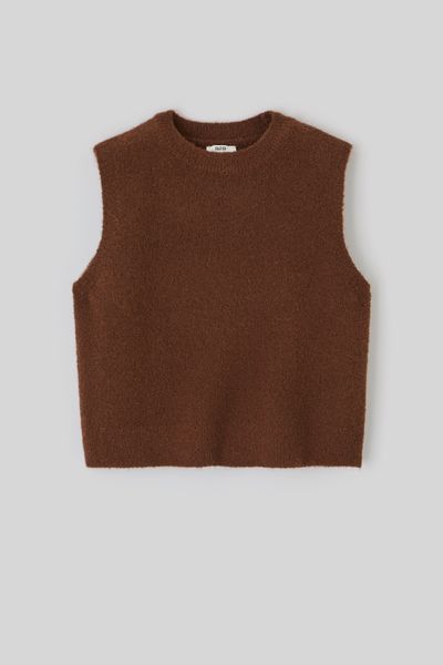 Pull sans manches bouclette