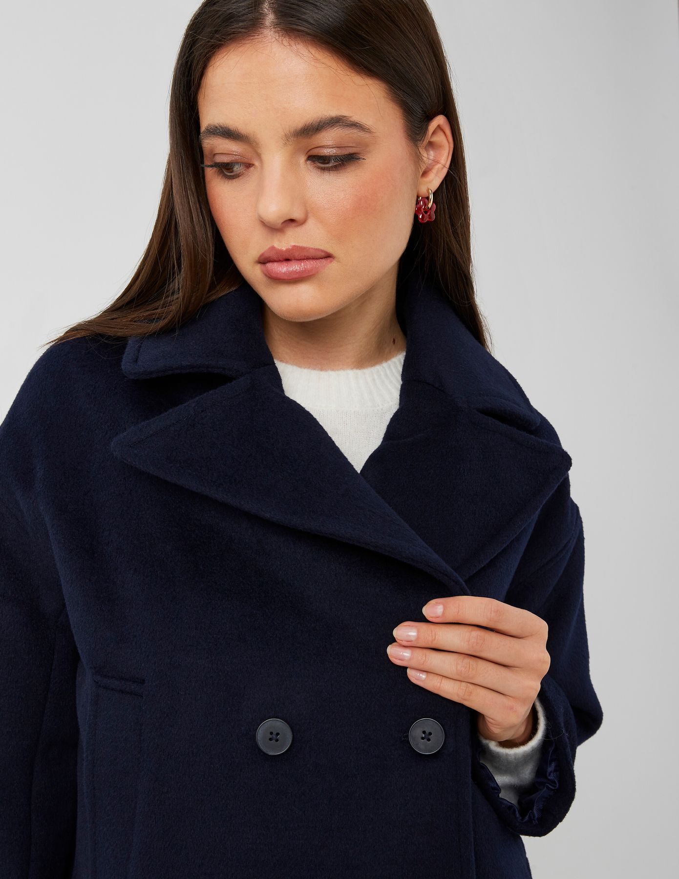 Manteau caban en laine