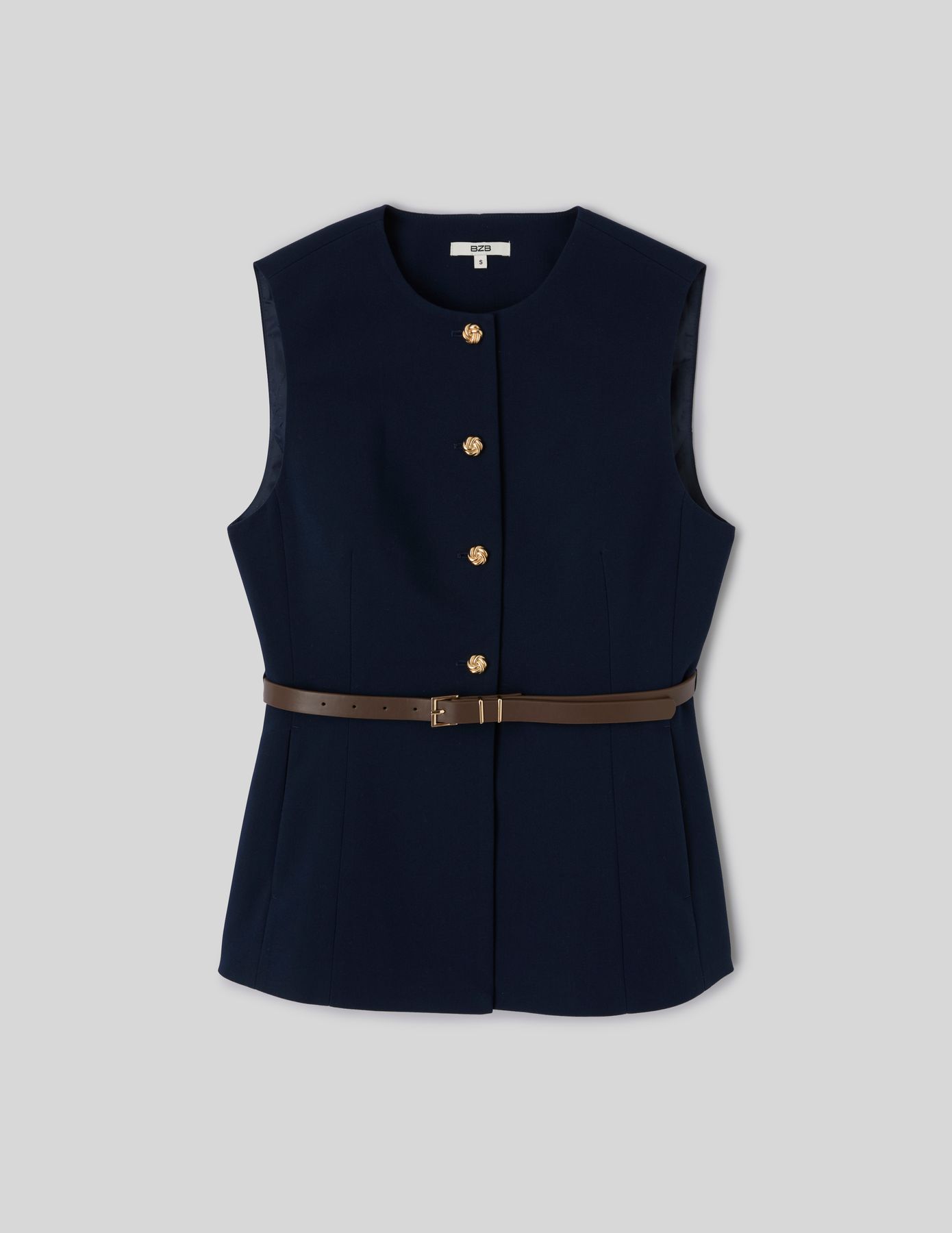 Gilet sans manches ceintur&eacute;