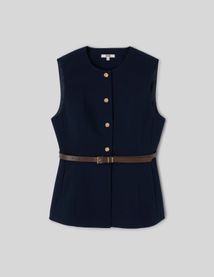 Gilet sans manches ceintur&eacute;