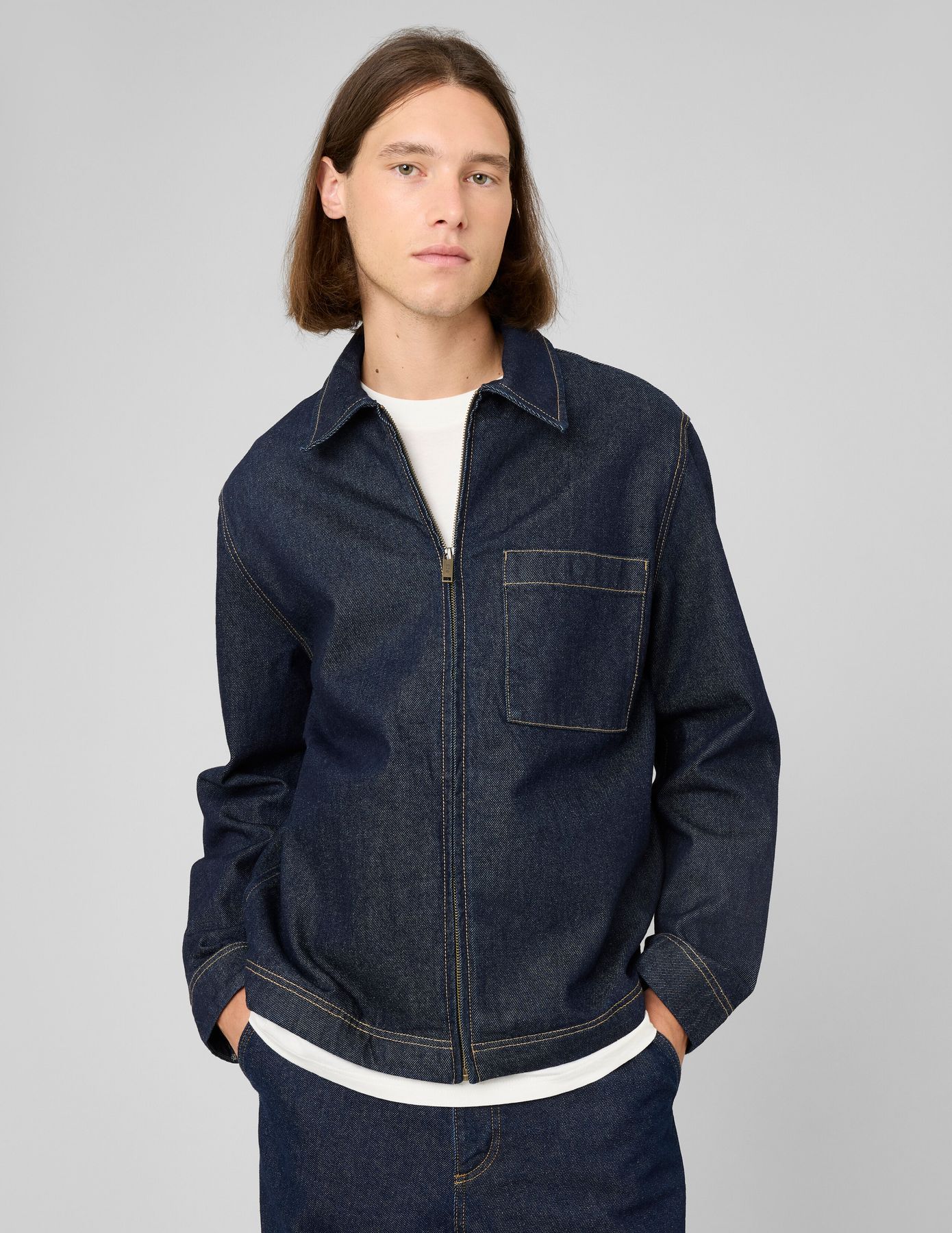 Veste en denim zipp&eacute;e