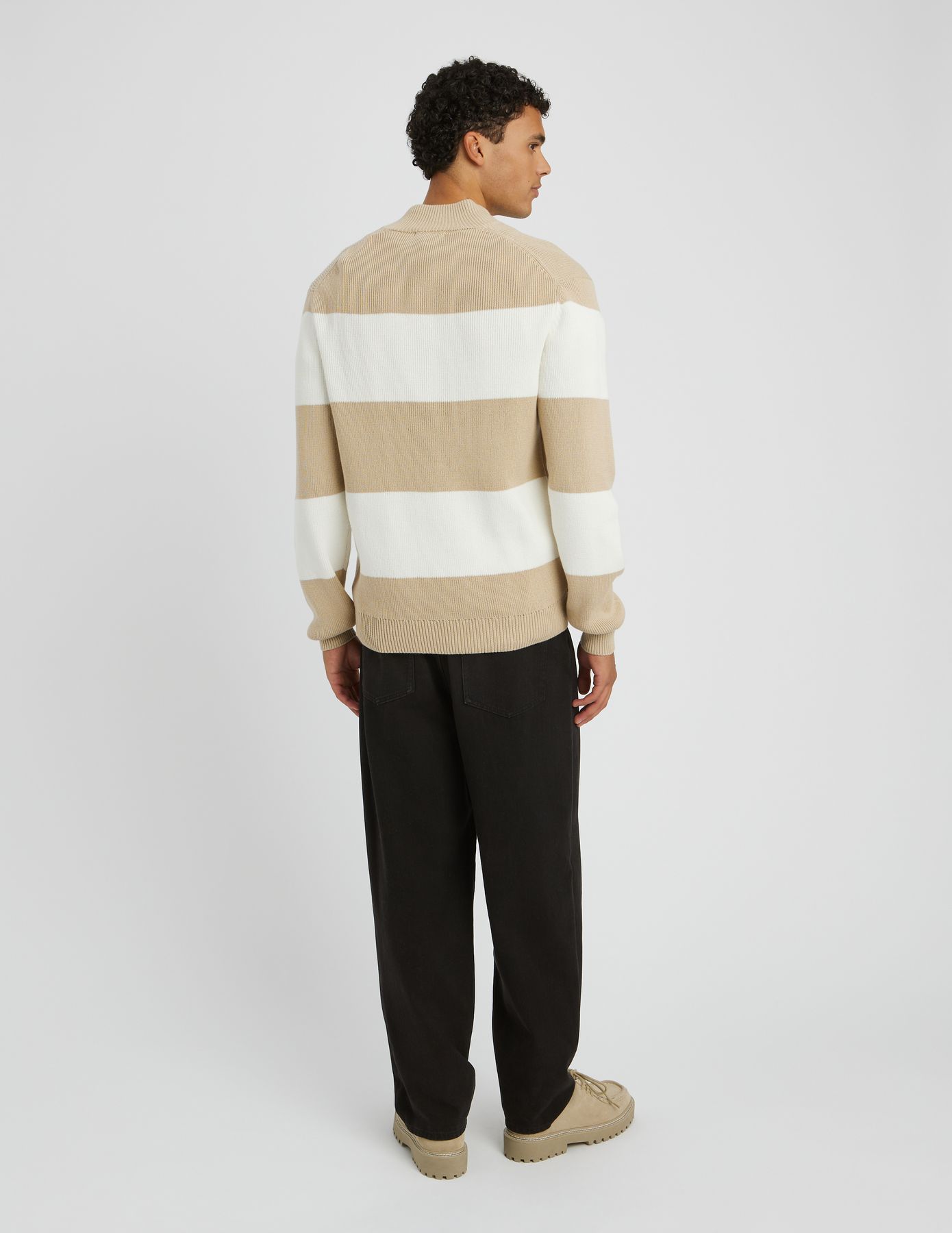 Pull ray&eacute; col montant zipp&eacute;