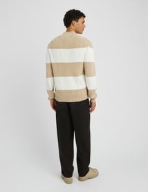 Pull ray&eacute; col montant zipp&eacute;