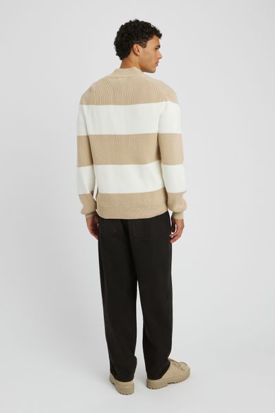 Pull ray&eacute; col montant zipp&eacute;