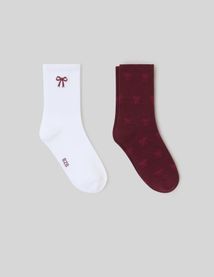 Lot de 2 paires de chaussettes broderie