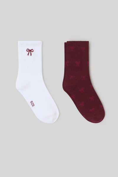 Lot de 2 paires de chaussettes broderie