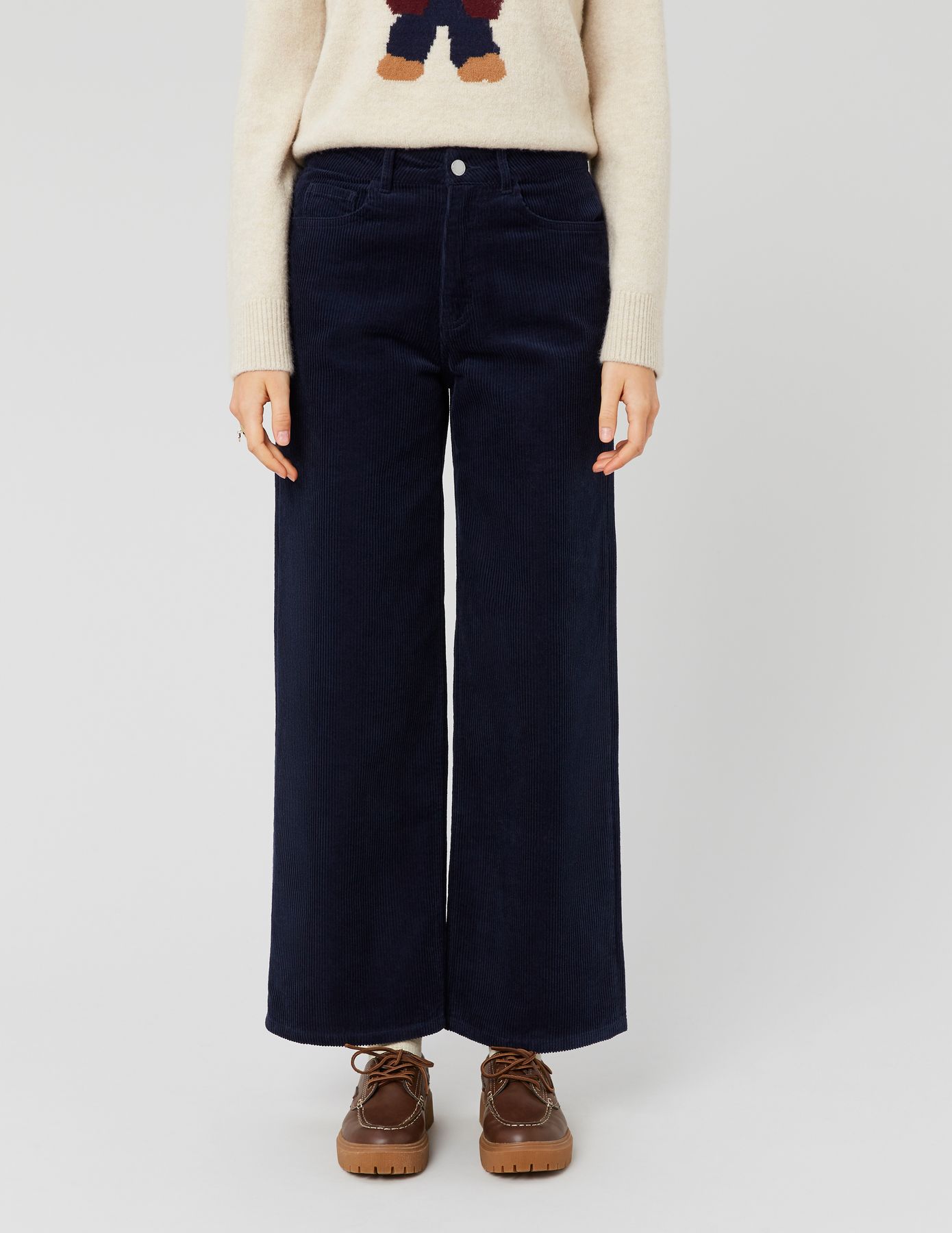 Pantalon wide leg velours