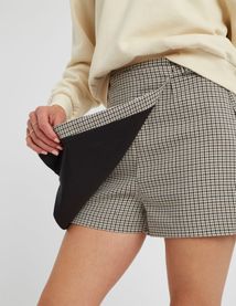 Jupe short carreaux en polyester recycl&eacute;