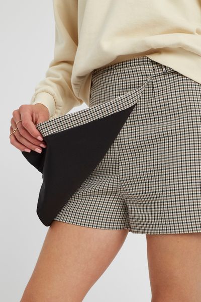 Jupe short carreaux en polyester recycl&eacute;