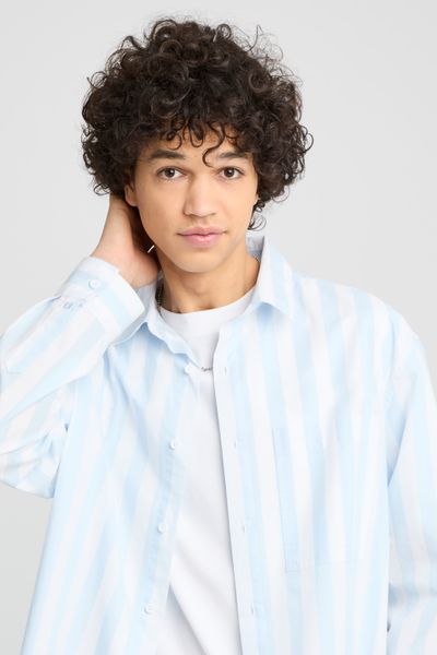 Chemise rayée boxy en popeline