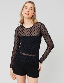 T-shirt résillé imprimé flock