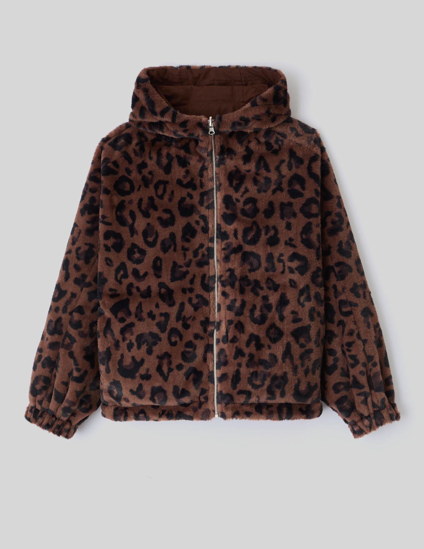 Blouson à capuche réversible imprimé léopard