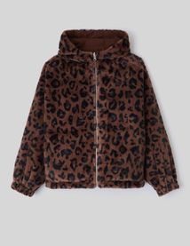 Blouson à capuche réversible imprimé léopard