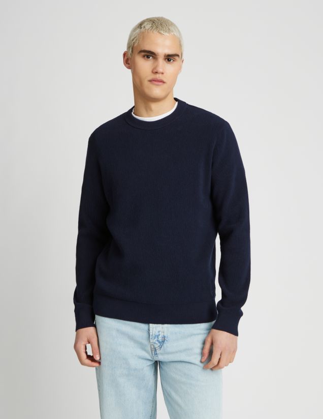 Pull col rond maille côtelée