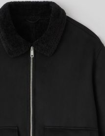 Blouson zippé peau retournée