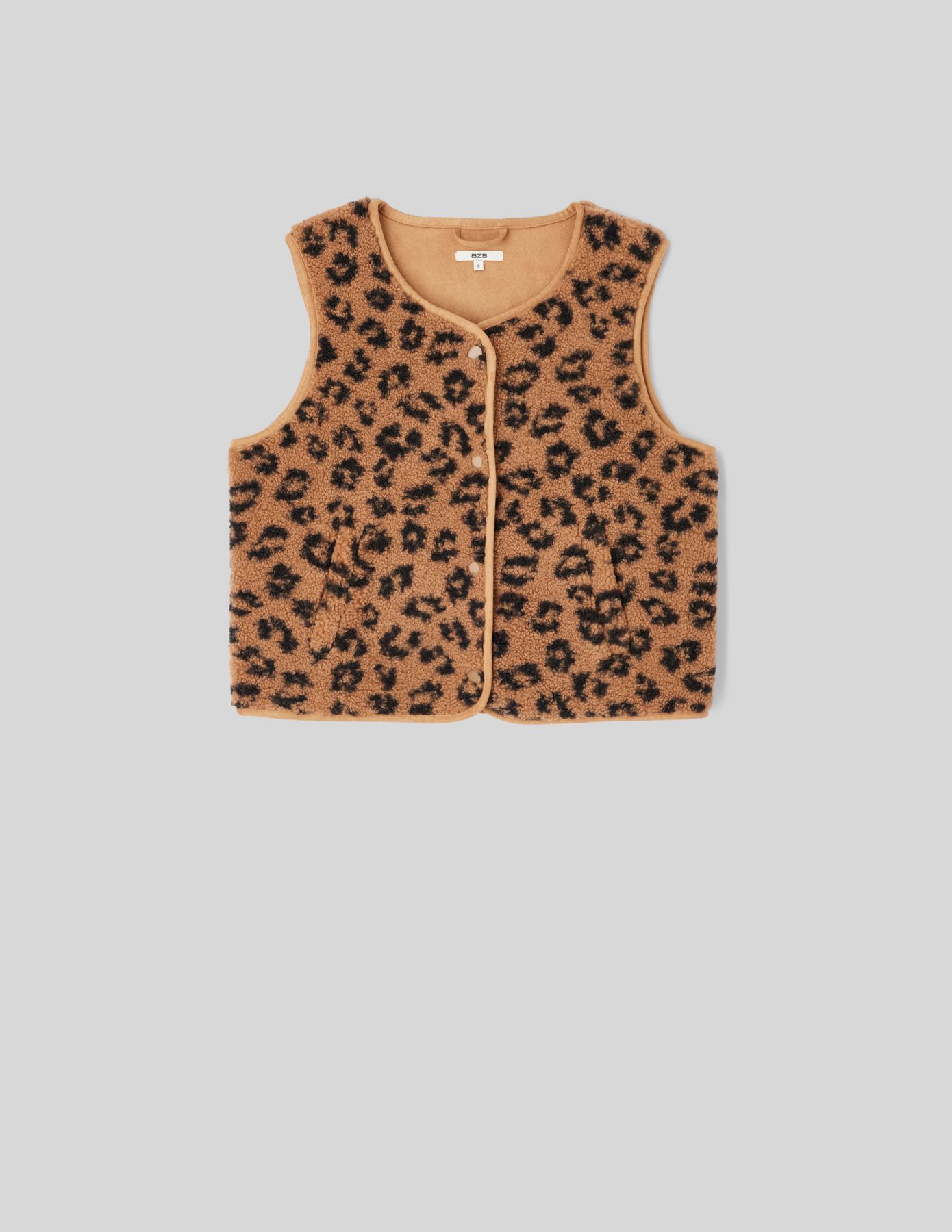 Gilet sans manches l&eacute;opard en sherpa
