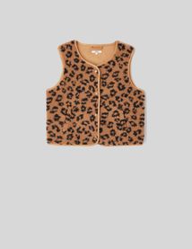 Gilet sans manches l&eacute;opard en sherpa