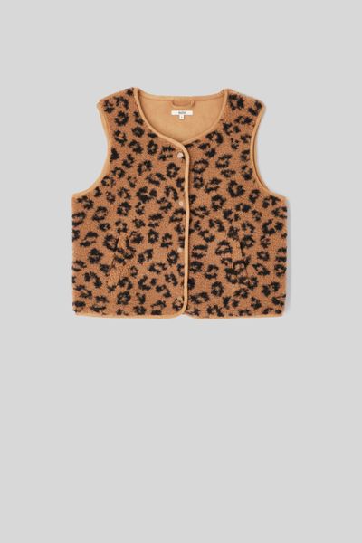 Gilet sans manches l&eacute;opard en sherpa