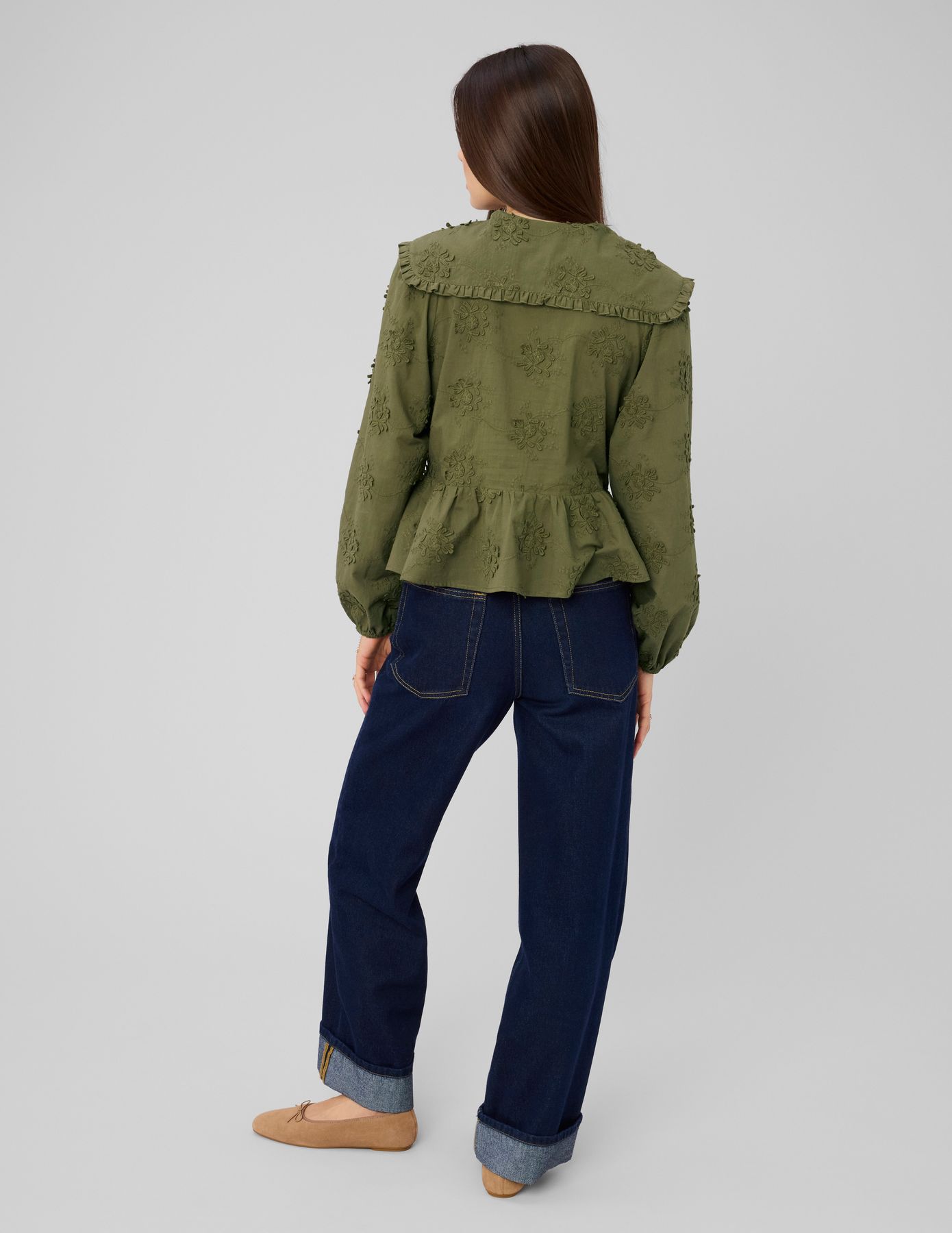 Chemise maxi col broderie 3D