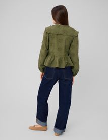 Chemise maxi col broderie 3D