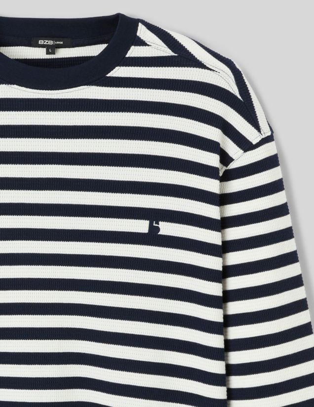 T-shirt marini&egrave;re mati&egrave;re gaufr&eacute;e