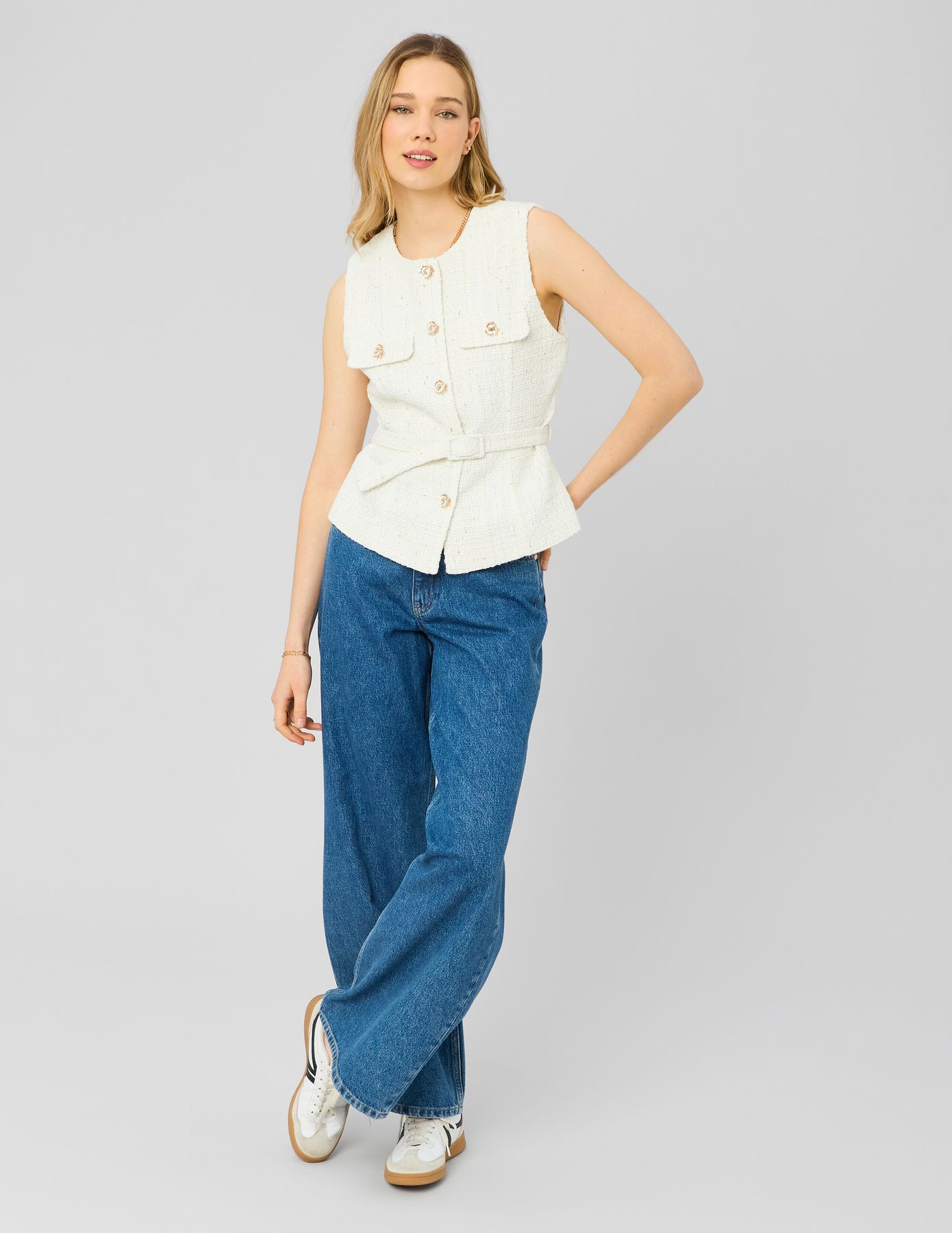 Veste en tweed sans manches