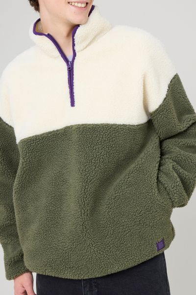 Sweat en sherpa colorblock