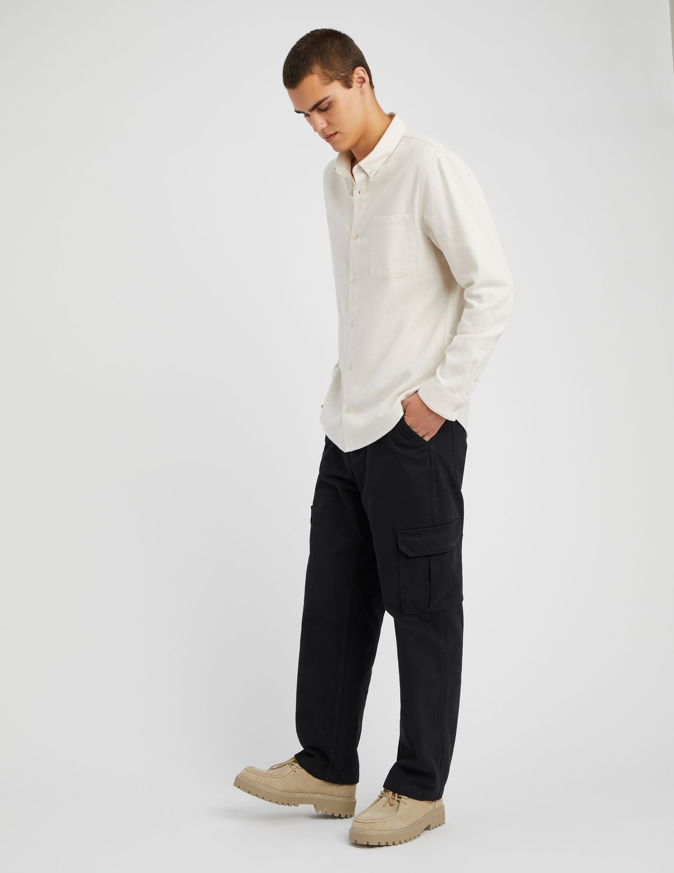 Chemise droite flanelle unie