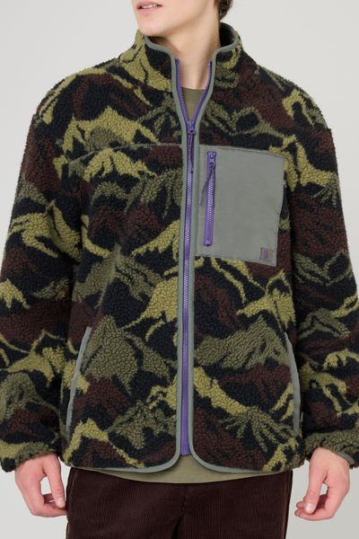 Blouson zipp&eacute; imprim&eacute; sherpa