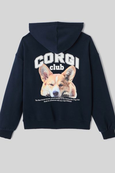 Sweat col capuche imprimé devant/dos