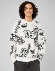 Pull jacquard fleurs