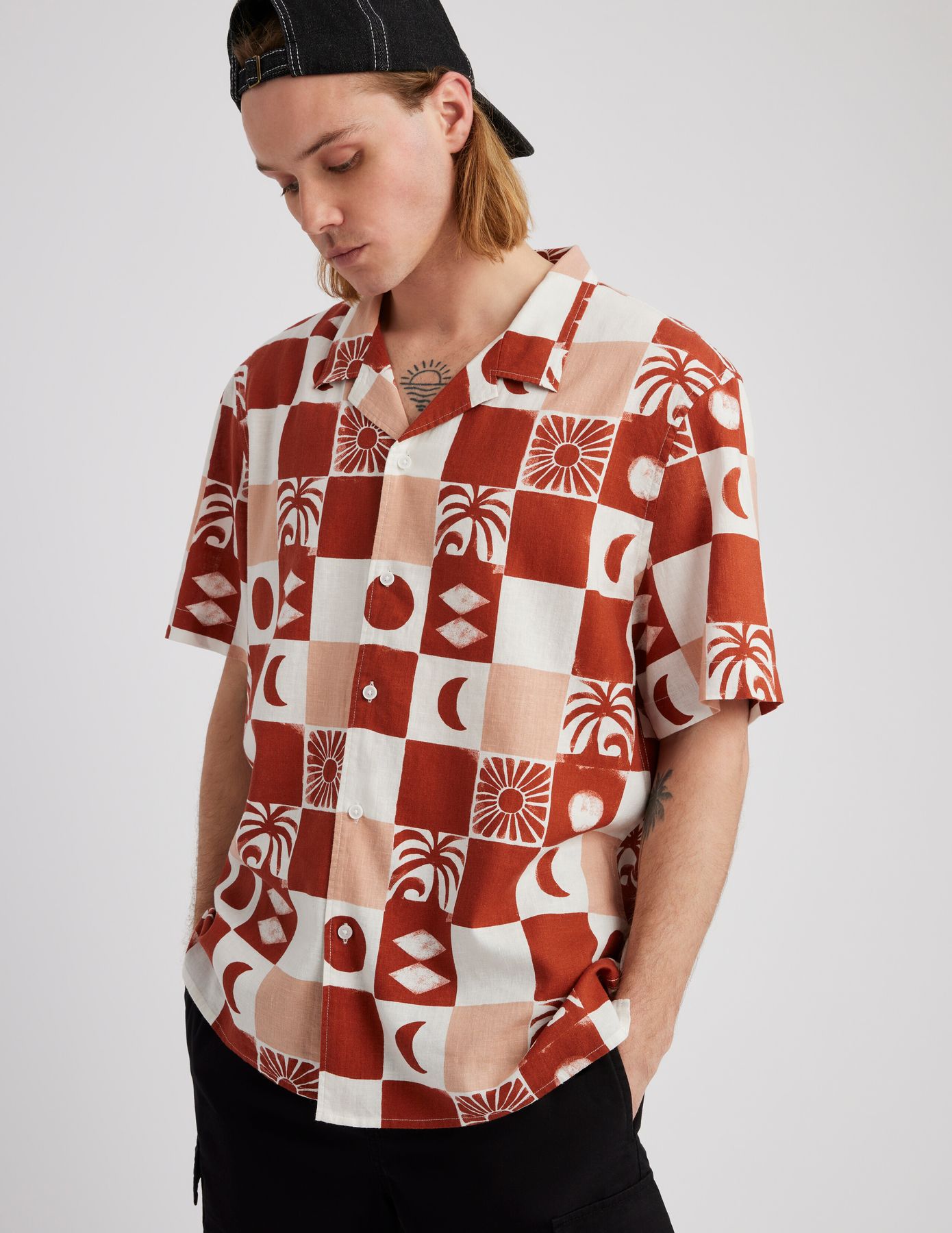 Chemisette imprim&eacute;e lin