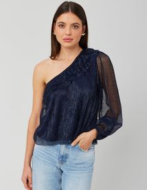 Blouse asym&eacute;trique paillet&eacute;e