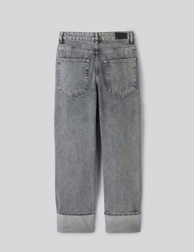 Jean wide leg à revers