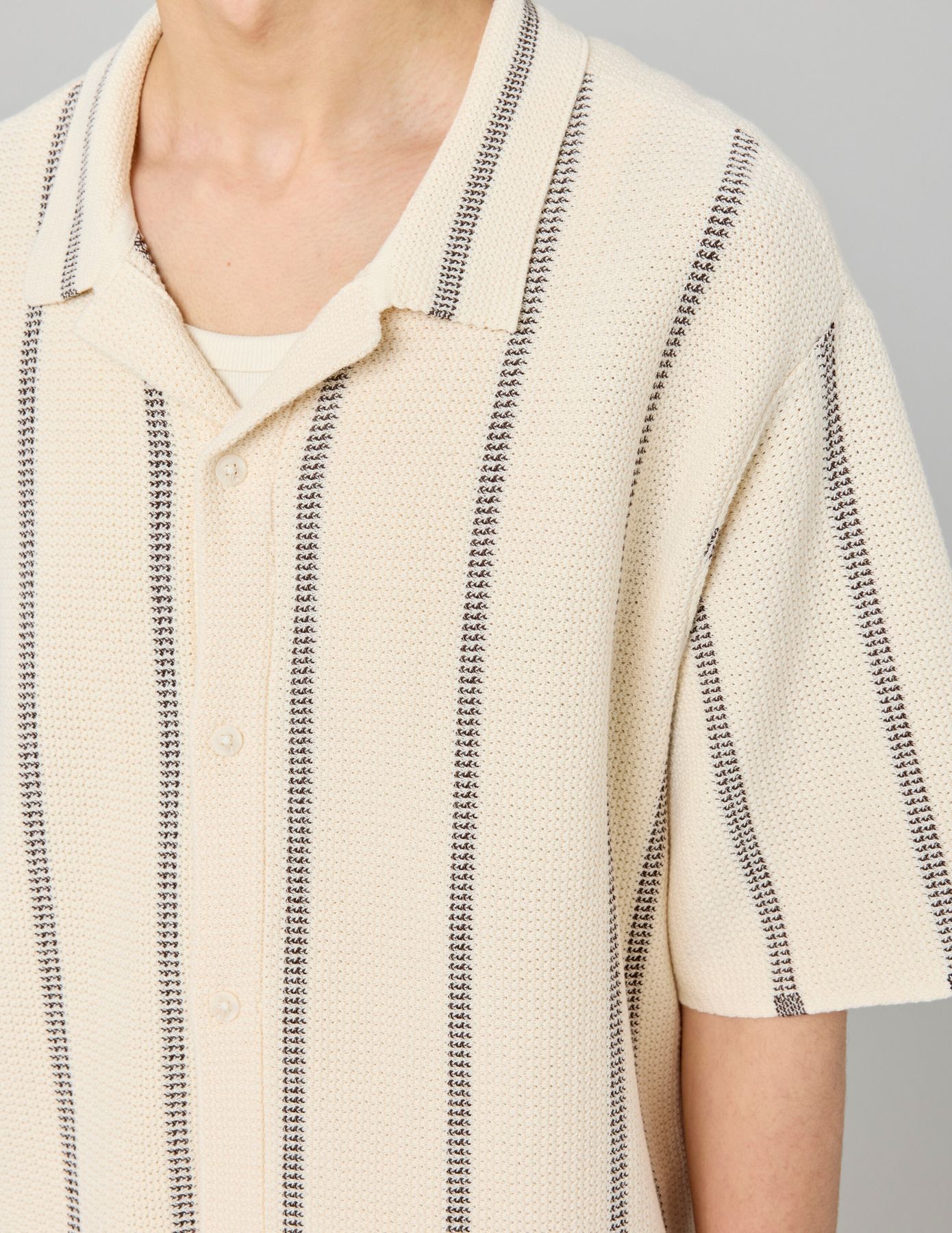 Chemise manches courtes tricot rayure